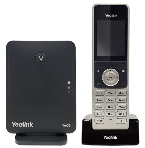 تلفن بی‌سیم یالینک مدل Yealink W60P شامل گوشی W56H و پایه W60B مناسب دفاتر و شرکت‌ها