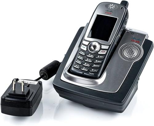 تلفن بی‌سیم تحت شبکه سیسکو مدل Cisco CP-7921G با اتصال وای‌فای و طراحی قابل حمل مناسب محیط‌های کاری متحرک