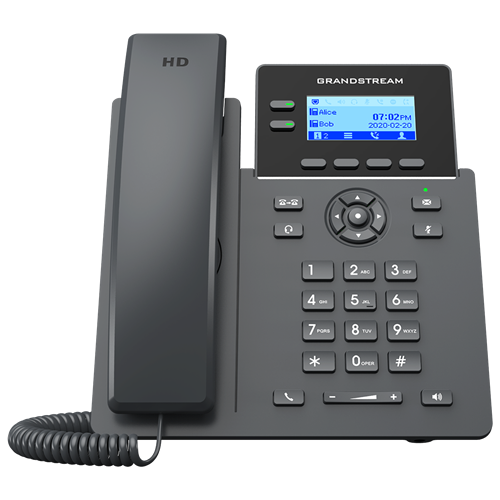 تلفن تحت شبکه گرنداستریم مدل GRP2602 با صفحه نمایش LCD و قابلیت‌های اساسی برای محیط‌های کاری کوچک تا متوسط