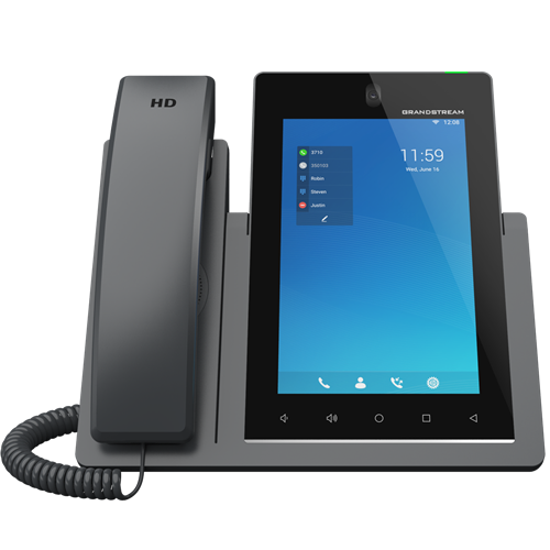 تلفن تصویری تحت شبکه گرنداستریم مدل GXV3470 با صفحه‌نمایش لمسی ۷ اینچی، دوربین HD و سیستم‌عامل اندروید ۱۱
