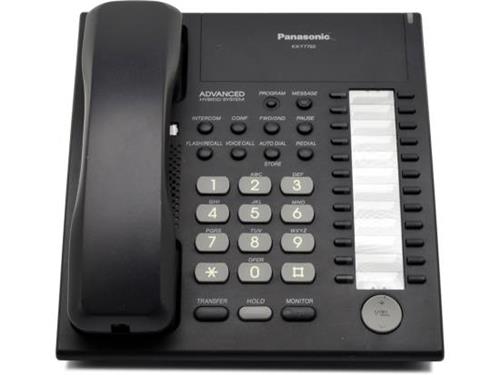 تلفن سانترال پاناسونیک مدل KX-T7750 با ۱۲ کلید قابل برنامه‌ریزی، اسپیکرفون دوبلکس و قابلیت اتصال به دیوار.