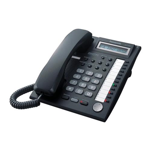 تلفن دیجیتال سانترال پاناسونیک مدل KX-T7667 با نمایشگر LCD یک‌خطی، ۱۲ کلید قابل برنامه‌ریزی، اسپیکرفون فول‌داپلکس، پورت USB، قابلیت کنفرانس ۸نفره و نصب دیواری.​