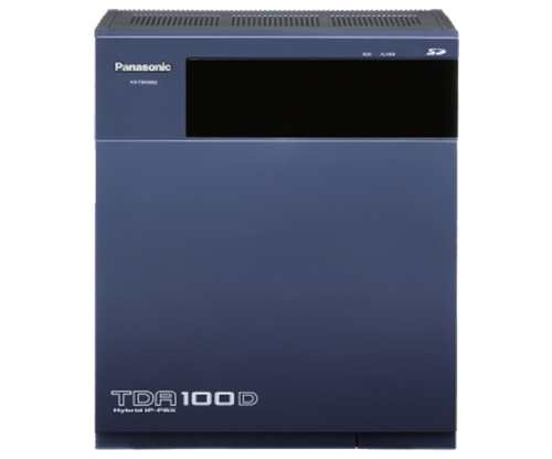 دستگاه سانترال پاناسونیک مدل KX-TDA100D با طراحی مدرن و ابعاد 270×334×390 میلی‌متر، مناسب برای کسب‌وکارهای متوسط تا بزرگ با ظرفیت پشتیبانی حداکثر 128 خط شهری و 232 خط داخلی