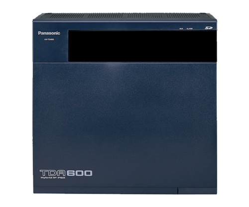 دستگاه سانترال پاناسونیک مدل KX-TDA600 با طراحی مدرن و ابعاد 430×415×270 میلی‌متر، مناسب برای سازمان‌های بزرگ با ظرفیت پشتیبانی حداکثر 640 خط شهری و 1120 خط داخلی