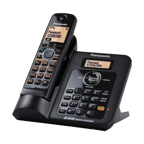 تلفن بی‌سیم پاناسونیک مدل KX-TG3811 با طراحی ساده و صفحه‌نمایش با نور پس‌زمینه، مناسب برای استفاده در منازل و دفاتر کوچک.​