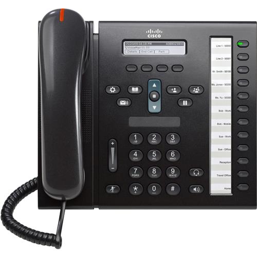 "تلفن تحت شبکه Cisco CP-6961 با نمایشگر تک‌رنگ، 12 کلید خط و طراحی مناسب برای استفاده در مراکز تماس"