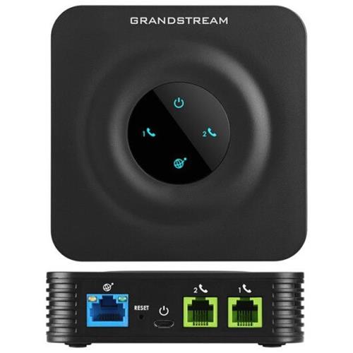 دستگاه تبدیل آنالوگ به دیجیتال HT802 با 2 پورت تلفن آنالوگ و پورت اترنت برای اتصال به شبکه VoIP.