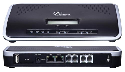 "UCM6102 - مرکز تلفن تحت شبکه VoIP با ۲ پورت FXO و ۲ خط PSTN، مناسب برای کسب‌وکارهای کوچک و متوسط."