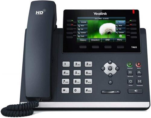 تلفن تحت شبکه Yealink T46S با طراحی حرفه‌ای، صفحه‌نمایش رنگی 4.3 اینچی و پشتیبانی از 16 حساب SIP مناسب دفاتر کاری