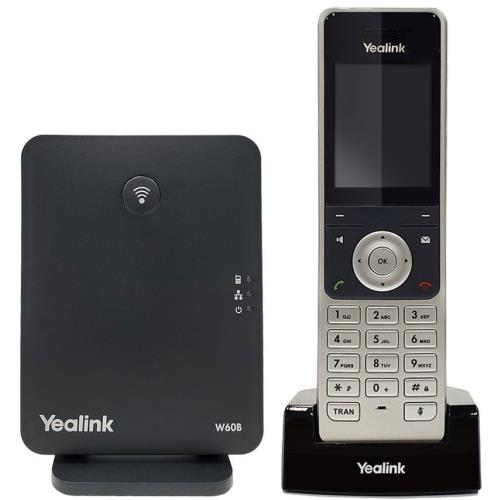 تلفن بی‌سیم یالینک مدل Yealink W60P شامل گوشی W56H و پایه W60B مناسب دفاتر و شرکت‌ها