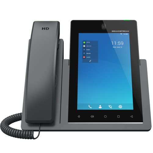 تلفن تصویری تحت شبکه گرنداستریم مدل GXV3470 با صفحه‌نمایش لمسی ۷ اینچی، دوربین HD و سیستم‌عامل اندروید ۱۱