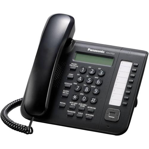 تلفن دیجیتال سانترال پاناسونیک مدل KX-DT521 با نمایشگر تک‌خطی، ۸ کلید قابل برنامه‌ریزی و اسپیکرفون دوبلکس کامل.​