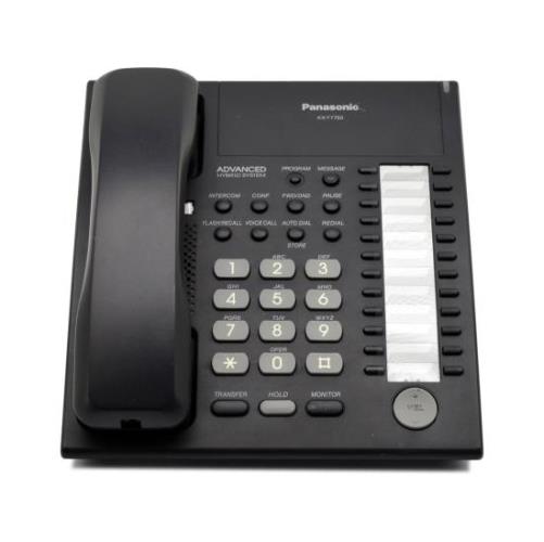 تلفن سانترال پاناسونیک مدل KX-T7750 با ۱۲ کلید قابل برنامه‌ریزی، اسپیکرفون دوبلکس و قابلیت اتصال به دیوار.