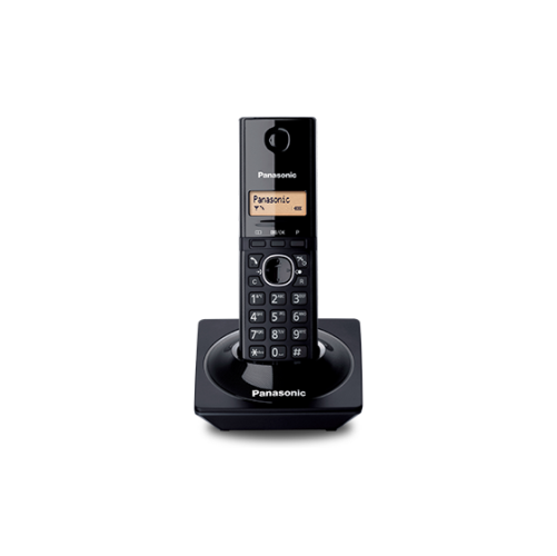 تلفن بی‌سیم پاناسونیک مدل KX-TG1711 با طراحی ساده، نمایشگر با نور پس‌زمینه کهربایی و قابلیت‌های پایه، مناسب برای استفاده در منازل و دفاتر کوچک.​