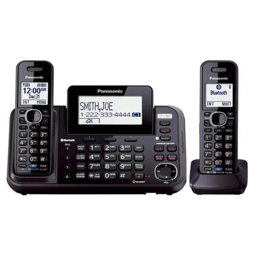 تلفن بی‌سیم پاناسونیک KX-TG9542 با دو خط تلفن، صفحه‌نمایش بزرگ و قابلیت اتصال به موبایل از طریق بلوتوث، مناسب دفاتر کاری حرفه‌ای.